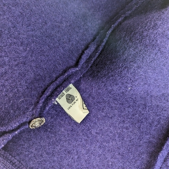 Geiger Jacket Women Medium 40 Purple Boiled Wool Button Crop Retro Vintage - Picture 12 of 13